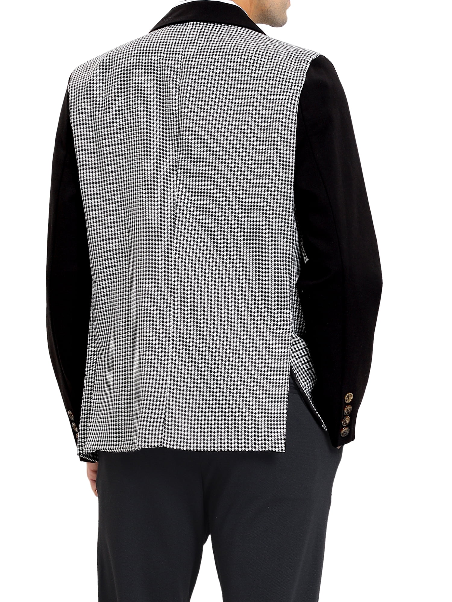 Unique Bargains Men's Button Down Slim Fit Plaid Pattern Jacket Blazer