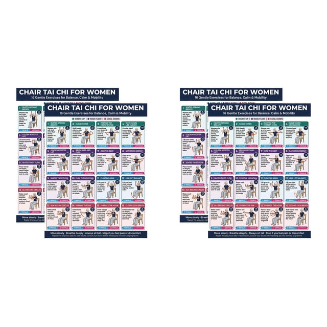 YWIYIUD 2 Sets 8x10inch Portable Chair Workout Poster Suitable for Adults and Beginners Daily Routines Practical 30 Day Seated Routine Chart Balancing and Flexibility Poster