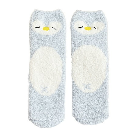 

Dasbsug Women Winter Thicken Coral Velvet Fuzzy Slipper Crew Socks Cute Cartoon Animal Jacquard Fluffy Thermal Home Sleeping Hosiery Foot Warmer