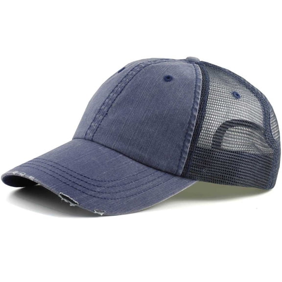 Vintage Low Profile Big Head Trucker Hats- Navy