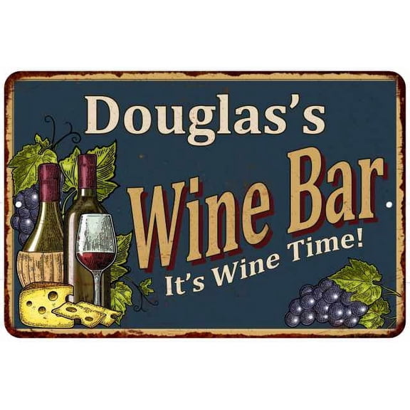 Douglas's Wine Bar Green Sign Rustic Decor 8 x 12 High Gloss Metal 208120055252