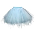 thumbnail image 2 of ZHOGXU Big Kids Girls Skirt Elastic Waist Solid Color Asymmetrical Layered Mesh Comfortable Stylish Tutu Skirts For Party And Stage Performance Light Blue One Size (Xs), 2 of 4