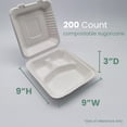 thumbnail image 6 of Northlight 3-Compartment Hinged White Take Out Containers - 9" - 200 Count, 6 of 6