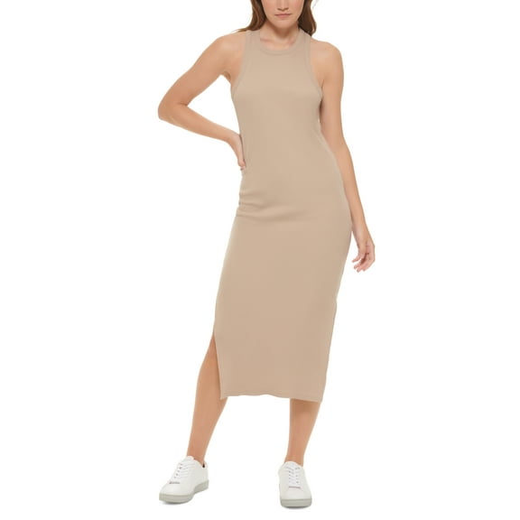 Calvin Klein Jeans Womens Sleeveless Racerback Long Midi Dress, Suede, Large