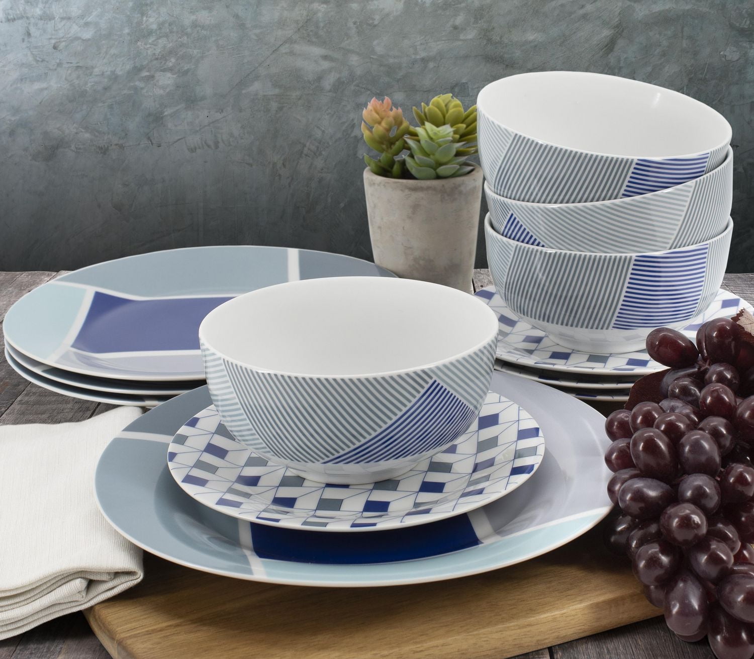 Hometrends Lot de 6 assiettes latérales carrées Geo