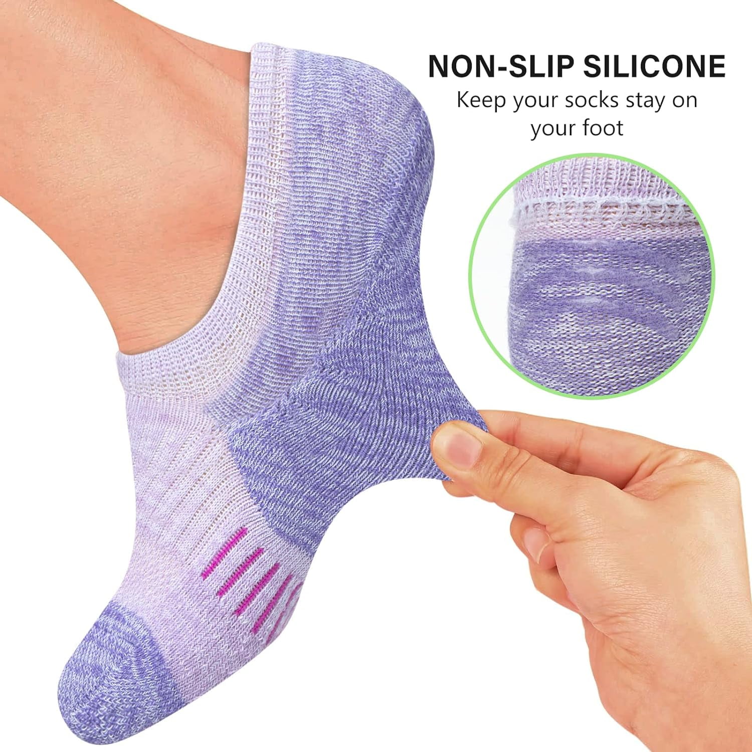 No Show Socks Womens Athletic Cushion Ankle Footies Low Cut Socks 5-6 Pairs