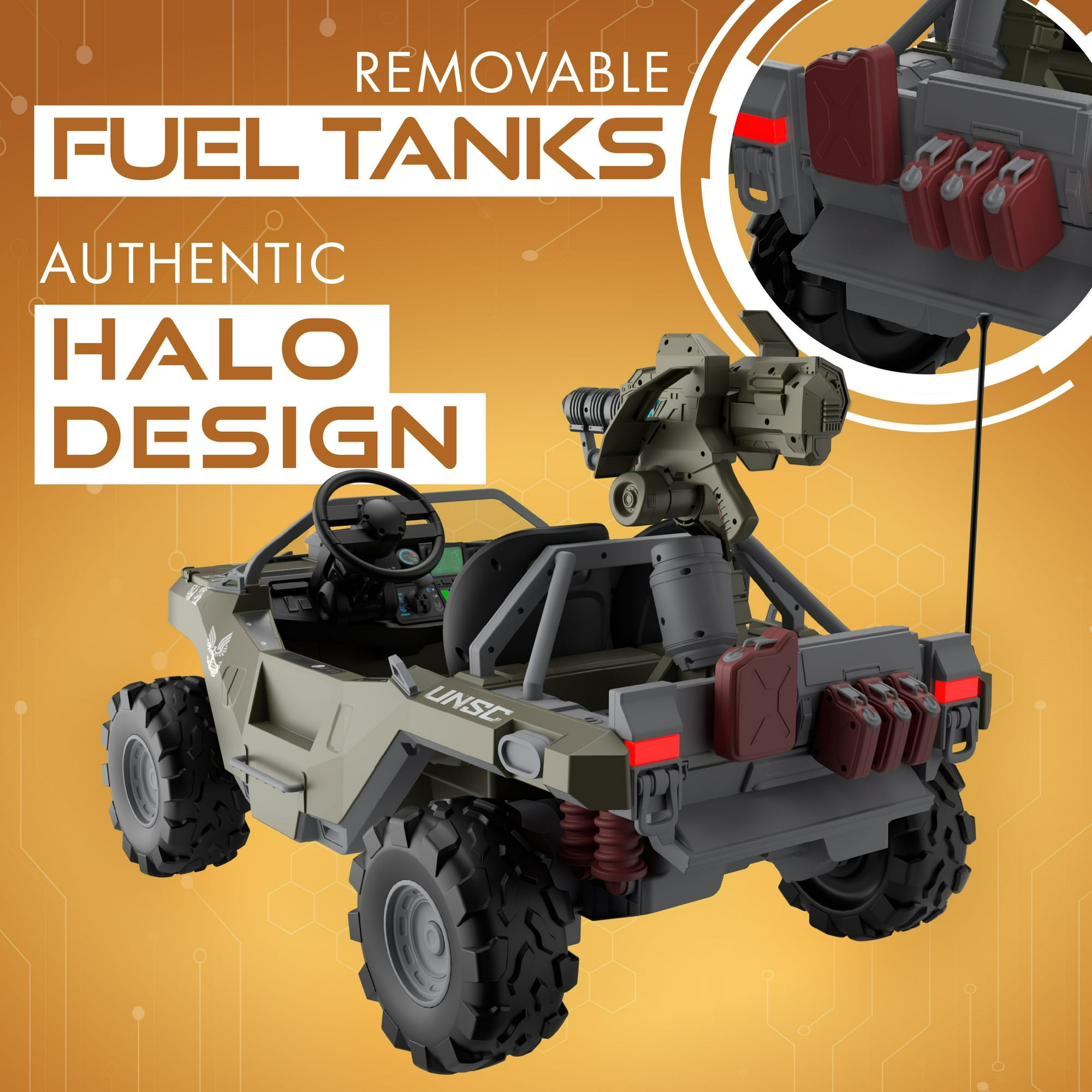 24 Volt Microsoft Halo Warthog Ride On with Laser Tag Blaster and Vest Included - For Boys & Girls Ages 3 and up