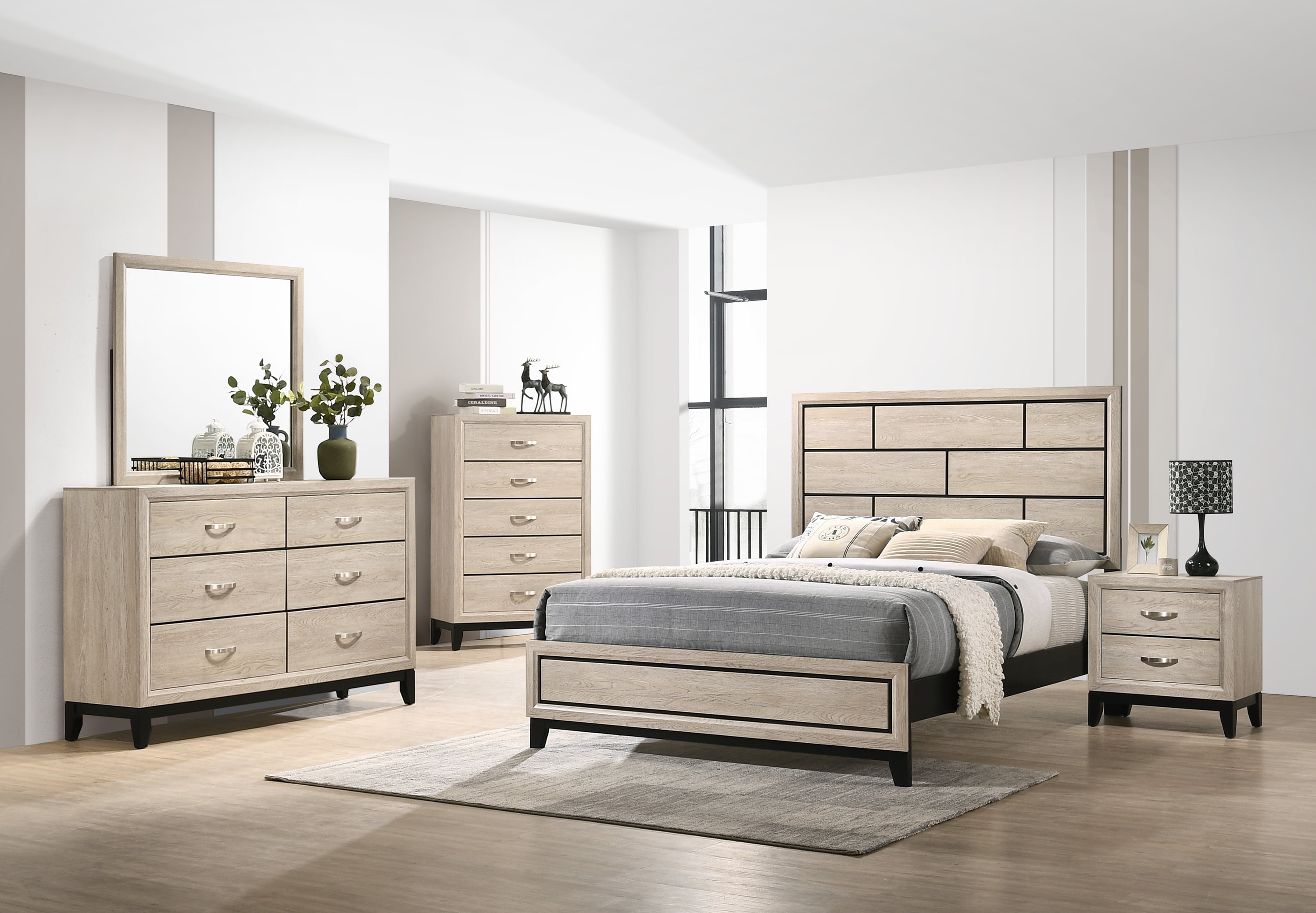 Shina Driftwood Panel Bedroom Set Special Twin 3 Piece: Bed, 2 ...