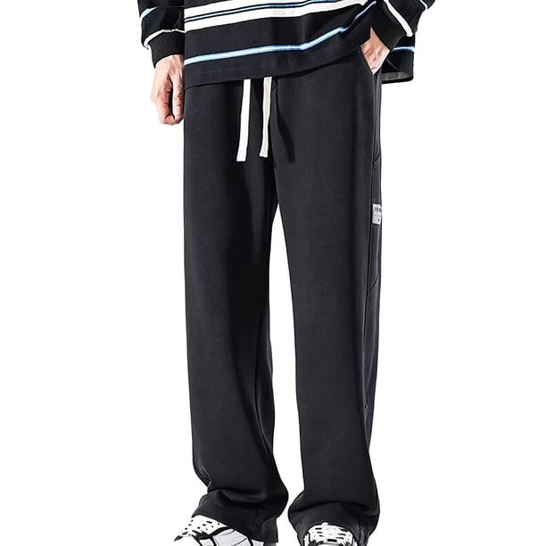 Pantalones de senderismo informales para hombre: forro polar, cordón ajustable, bolsillos laterales