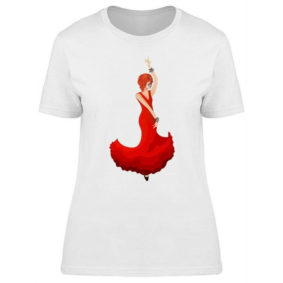 Woman Red Dress Flamenco T-Shirt Women -Image by Shutterstock, Female x-Large