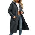 thumbnail image 3 of Perfectbot Women's Maxi Hooded Sweatshirt Coat, Oversized Side Slits Full Zip Jacket Fall Casual Outerwear, 3 of 6