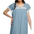 thumbnail image 4 of Moomaya Cotton Poplin Button Down Nightdress For Women Printed Nursing Nightwear, 4 of 5