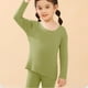 thumbnail image 5 of Conjunto de ropa interior térmica para niños y niñas, capa base para jóvenes, pantalones térmicos suaves, camisa de manga larga, verde, 5 of 8