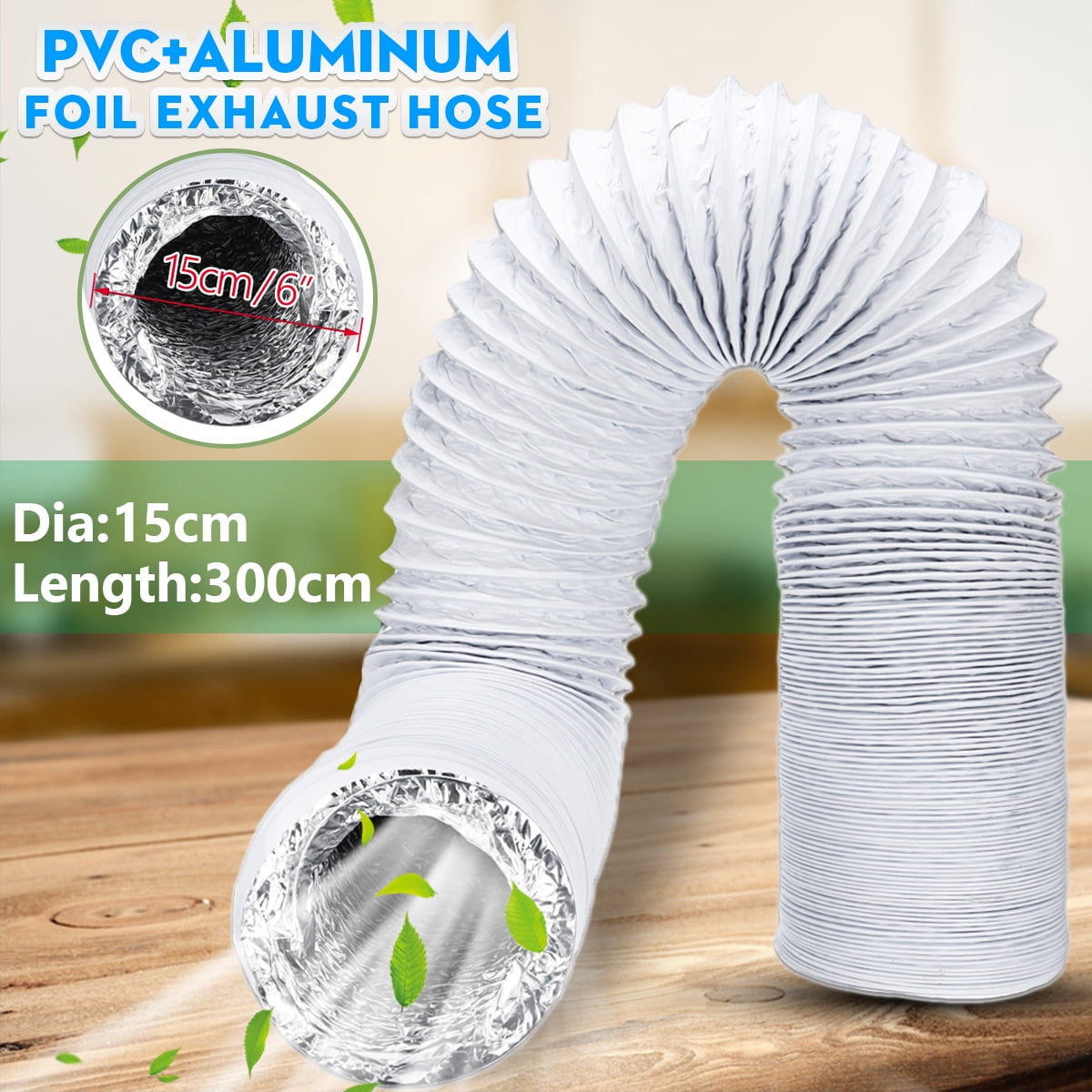 3 Meter 6" Diameter Outlet Flexible Air Conditioner Exhaust Pipe Window