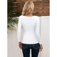 thumbnail image 3 of Ladybranch Long Sleeve Shirts for Women Cutout Tops Ribbed Slim Fitted Fashion One Piece Pullover Tee Tshirts(Small,White）, 3 of 8