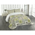 thumbnail image 3 of Ambesonne Egyptian Quilted Bedspread Set 3 Pcs, Hieroglyphs Animals, King Size, Reseda Green, 3 of 5