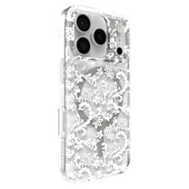 ZAGG Milan Snap Case for iPhone 17 Pro - White Boho Blossom Graphene Strengthened Phone Case with Drop Protection (13ft/4m) Textured Edges & Sparkle Design MagSafe Charging Compatible
