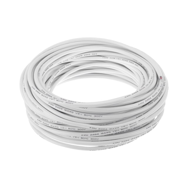 Cables eléctricos únicos para automóviles, cable de alimentación de 98 pies, blanco, TC, 1 pieza, 16AWG, 2 conductores, completamente aislado y con chaqueta de tacto suave, universal