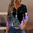 thumbnail image 2 of Fashion Fall Saving LiMoi Women's 3/4 Sleeve V Neck Tshirt with Elegant Christmas Tree Tees Tops Shirts Blouse for Ladies My Items, 2 of 5