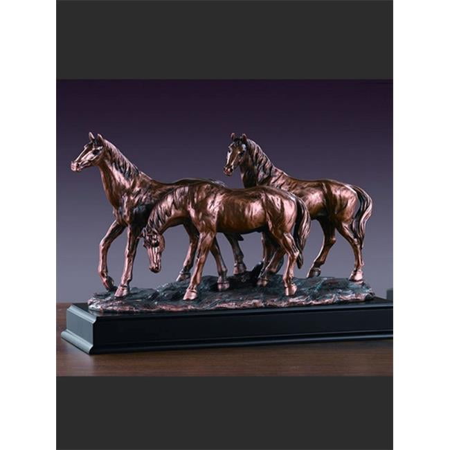 Marian Imports F53165 Three Horses Grazing Bronze Plated Resin Sculpture by Marian Imports