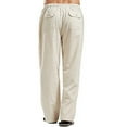 thumbnail image 4 of KGPopular Men's Drawstring Elastic Waist Pockets Solid Color Casual Linen Pants, 4 of 4