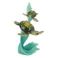 thumbnail image 4 of Marine Green Sea Turtle With Hatchling Riding Blue Ocean Current Waves Statue, 4 of 4