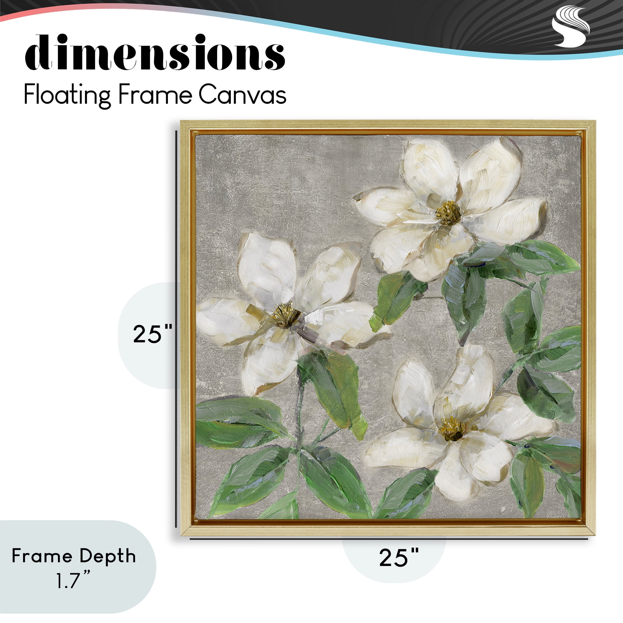 Stupell Industries Ivory Magnolia Trio Gold Framed Floater Canvas Wall Art, design by Sally Swatland