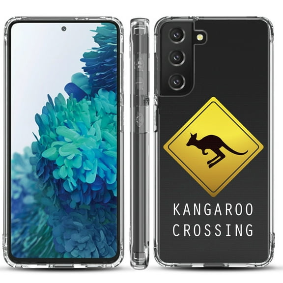 Shockproof Hybrid Bumper Phone Case for Samsung galaxy S21  5G / S21 Plus 5G, by OneToughShield ® - Road Sign Kangaroo