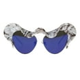 thumbnail image 2 of Runway Trend Mirror Lace Visor Cat Eye Retro Fashion Sunglasses White Brown Blue, 2 of 4