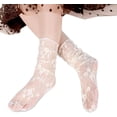 thumbnail image 6 of Dalrosia Women Girls Lace Socks Sheer Loose Socks Decorated Mesh Tulle Socks Transparent See Through Lace Slouch Socks, 6 of 6