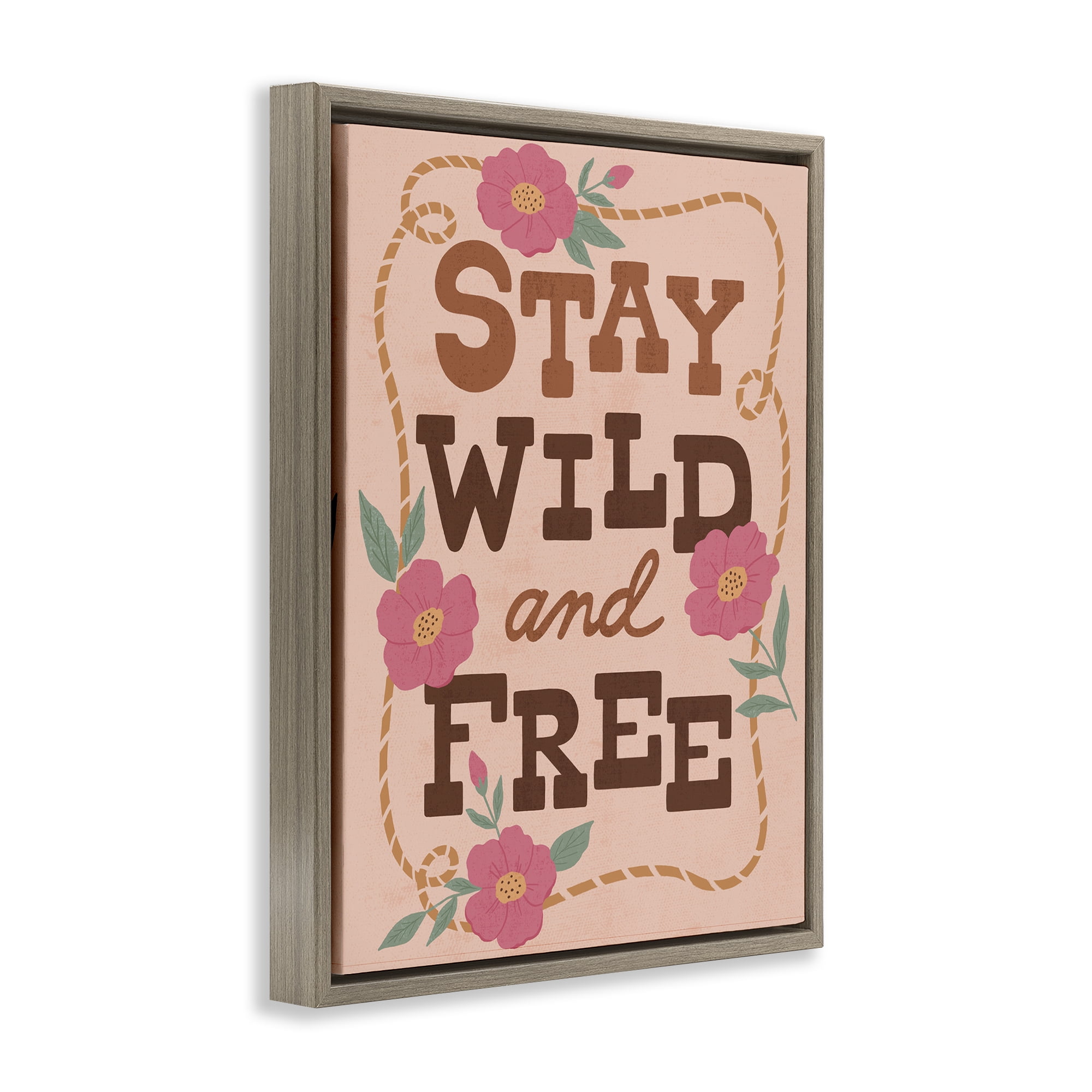 Stupell Industries Wild & Free Boho Girl Brown Framed Floater Canvas Wall Art, design by Nina Seven