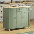 thumbnail image 4 of HAUXITIO 41.3" Kitchen Island with Drop Leaf, Rolling Cart with Spice Rack,Drawer and Storage for Kitchen,Green, 4 of 8