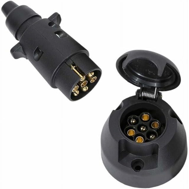 7 Pin Male & Female Trailer Plug, Waterproof 12V Connector for Trucks, RVs, Cars (Rubber Boots)