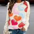 thumbnail image 2 of VALMASS Chandails en Molleton Col Rond pour Femmes Saint-Valentin Imprimé Floral Manches Longues Mode Décontractée Blouses Sans Capuche (TG, Beige-C), 2 of 3