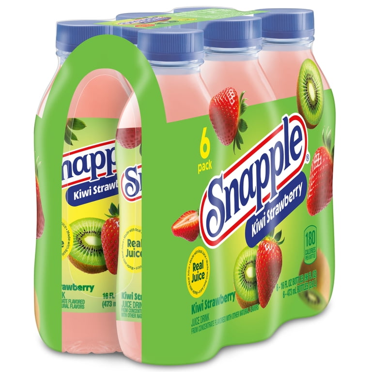 2 pack) Snapple Kiwi Strawberry Juice Drink, 16 fl oz, 6 Count
