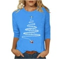thumbnail image 2 of FAVIPT 3/4 Sleeve Christmas Shirts for Women Glitter Xmas Tree Printed Tees Blouse Crewneck Tshirt Dressy Trendy Tunic Tops 2024 Sky Blue,M, 2 of 4