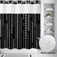 thumbnail image 3 of No Hook Shower Curtain, Contemporary Geometric Shower Curtains for Bathroom with See Through Top Window, Modern Abstract Simpel Lines Black Waterproof & Washable Bath Curtain Long 72"x78", 3 of 9