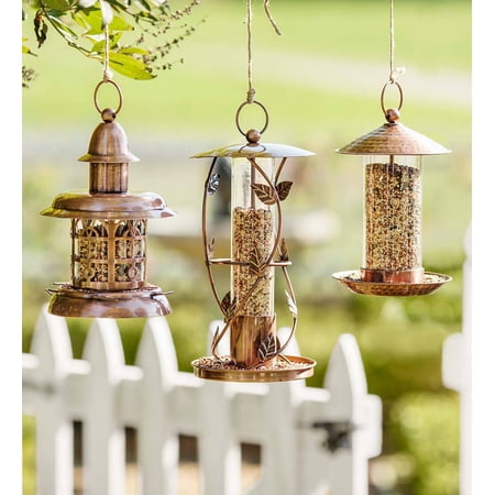 Vintage Hand Hammered Metal Lantern Bird Feeder In Vine Walmart Com