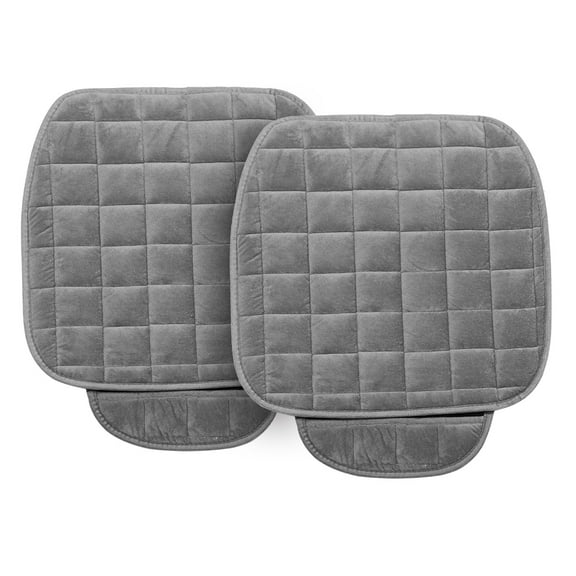 REGALWOVEN 2pcs Front Car Seat Cover Breathable Plush Gray