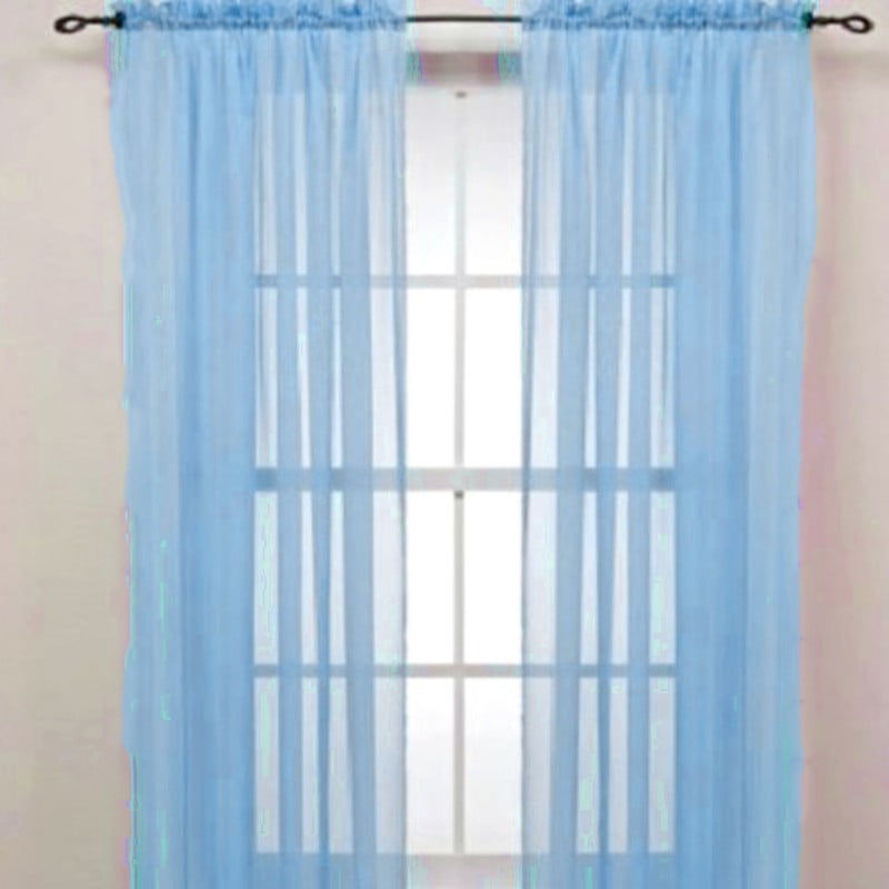 2X Curtains Solid Sheer Curtain Window Tulle Voile Panel Valances Wedding Decor 