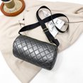 thumbnail image 5 of Bolso de cubo cilíndrica con cremallera de bolso de celosía de algodón acolchado (plata), 5 of 5