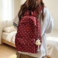 thumbnail image 4 of HomelyJoy Cute Polka Dot Backpack for School Women, Casual Nylon Laptop Bookbag Daypack with Plush Charm for Campus Weekend Commute, 1 pc, 4 of 8