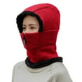 thumbnail image 2 of Winter Cycling Hat with Integrated Face Shield And Neck Warmer Zipper Closure Windproof Thick Plush Full Protection Outdoor Scarf Cold Weather Headwear, 2 of 7