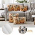 thumbnail image 6 of Burnt Orange Pumpkin Fall Outdoor Waterproof Pillow Covers, Checkered Thanksgiving Botanical Decorative Square Throw Pillowcase Sofa Cushion Sham for Patio/Couch/Chair, 20"x20" 2 Pack, 6 of 8