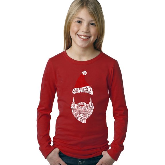 Girl's Word Art Long Sleeve - Santa Claus