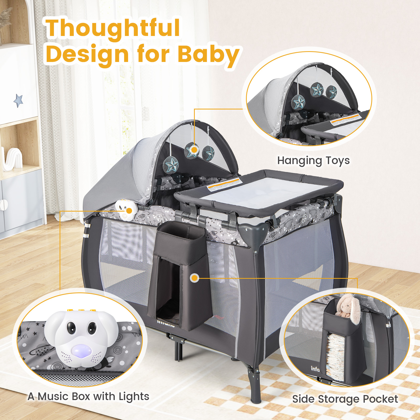 INFANS 4-in-1 Pack and Play Portable Travel Playard photo 3