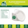 thumbnail image 2 of 125 Platos Redondos 100%  Compostable  22.5 cm / 9 x 9 Pulgadas Color Blanco Berry Green PLR9B, 2 of 5