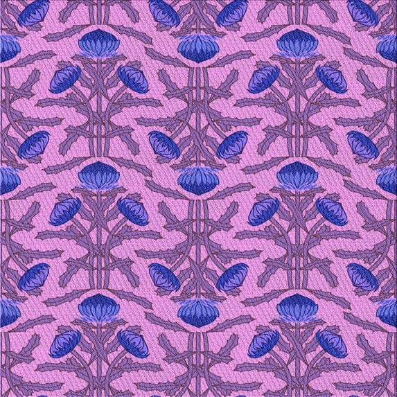 Ahgly Company Machine Washable Indoor Square Transitional Heliotrope Purple Area Rugs, 6' Square