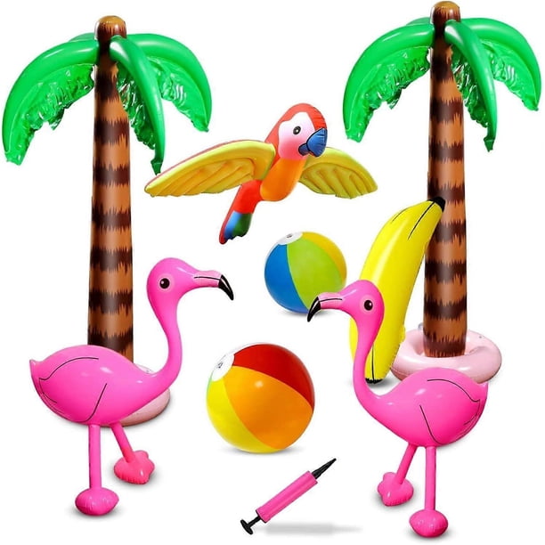 Inflatable Palm Tree Flamingo Banana Beach Ball Parrot Beach Pool Toys for Tropical Hawaiian Luau Party Summer Pool Beach Party Decorations