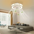 thumbnail image 2 of 20 inches Caged Ceiling Fan with Light and APP Remote Control, Modern Indoor Bladeless Low Profile Reversible Fan Flush Mount Chandelier Ceiling Light Fixture 85-265V, 2 of 7